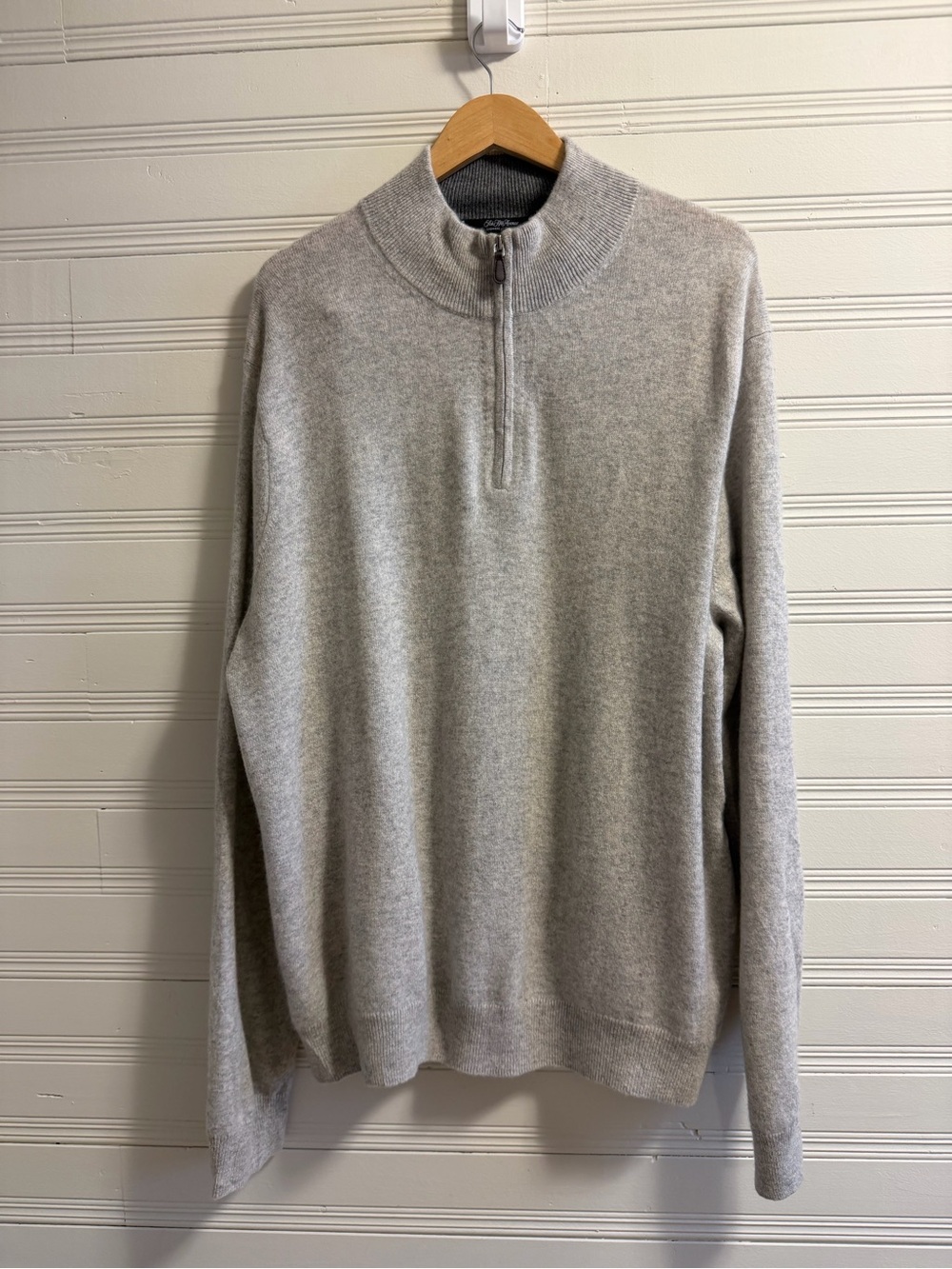 Saks Fifth Avenue 100% Cashmere Quarter Zip Sweater Gray Men’s XXL Mock Neck